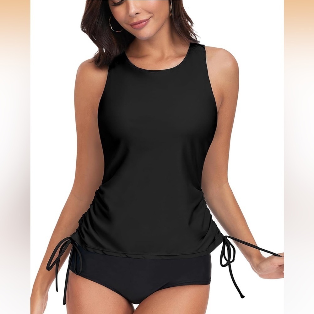 WOWENY Swim Tankini Tops Only Racerback Tops Slim Fit Ruched 2XL / 556-3